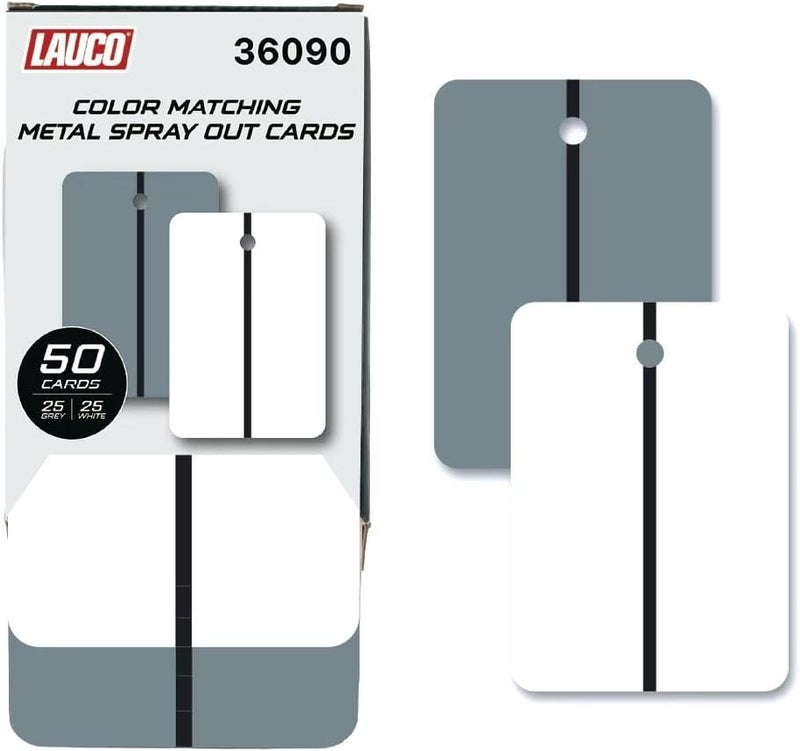 LAUCO Metal Spray Out Cards – White & Medium Grey Automotive Color Matching Test Panels – 4" x 6" Spray Out Sample Cards – (50 Pack) - Image 1